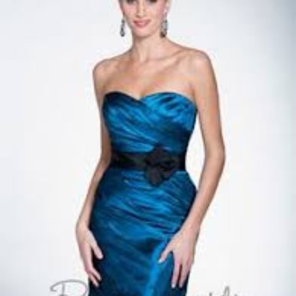 Pretty Maids Vintage Strapless Navy Satin Short Formal Dress NWT Size 12 NEW